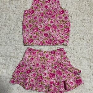 Sweet Honey - Floral Pink Sleeveless Top and Skirt Set